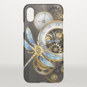 Steampunk Clock with Mechanical Dragonfly iPhone X Case