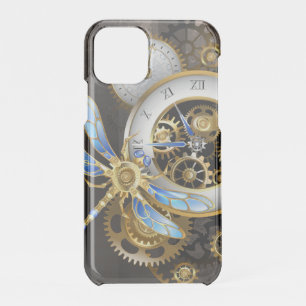 Steampunk Clock with Mechanical Dragonfly iPhone 11 Pro Case