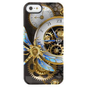 Steampunk Clock with Mechanical Dragonfly Clear iPhone SE/5/5s Case