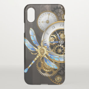 Steampunk Clock with Mechanical Dragonfly iPhone XS Case