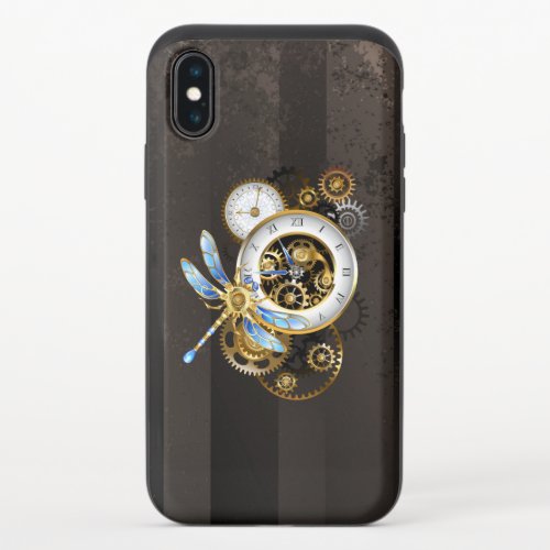 Steampunk Clock with Mechanical Dragonfly iPhone XS Slider Case