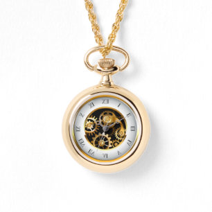 Steampunk Clock with Mechanical Dragonfly Watch