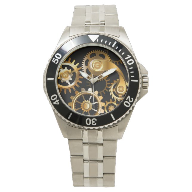 Steampunk Clock with Mechanical Dragonfly Watch (Front)