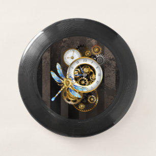 Steampunk Clock with Mechanical Dragonfly Wham-O Frisbee