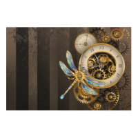 Steampunk Clock with Mechanical Dragonfly