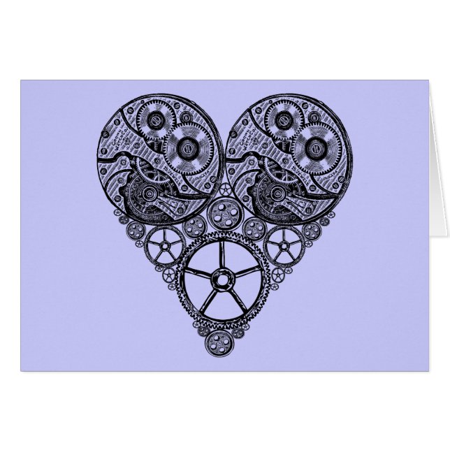 Steampunk  Clock Works and Gear Heart Cards (Front Horizontal)