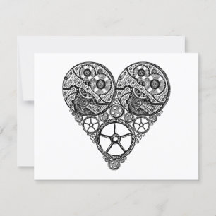 Steampunk Clock Works and Gear Heart Engaged