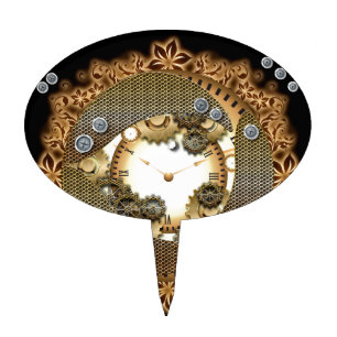 Steampunk, clocks and gears cake topper