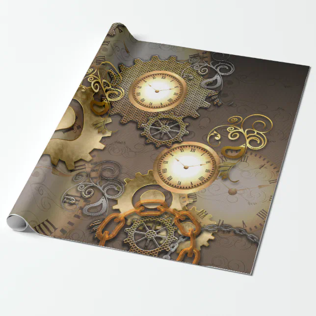 Steampunk, clocks and gears i wrapping paper | Zazzle