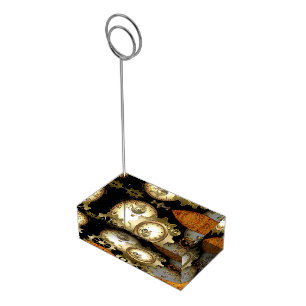 Steampunk, clocks and gears table number holder