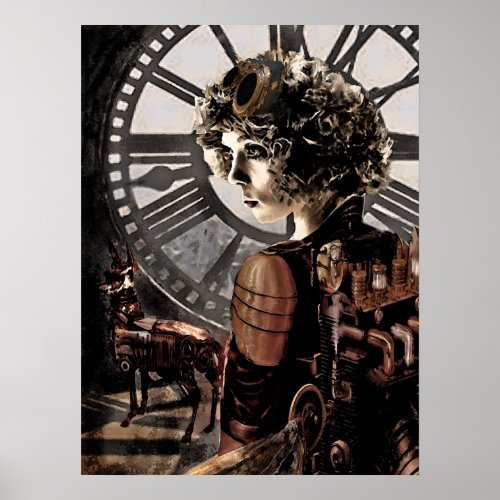 steampunk clocktower poster