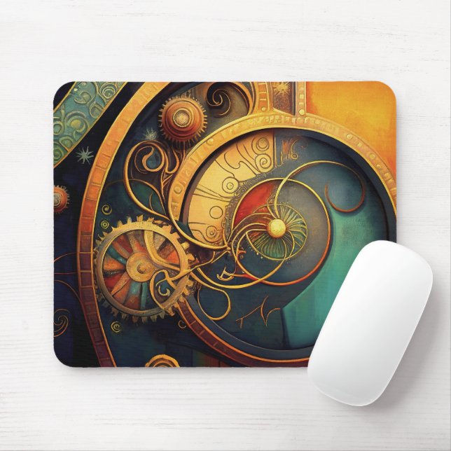 Steampunk Clockwork Abstract Design Mouse Pad (With Mouse)