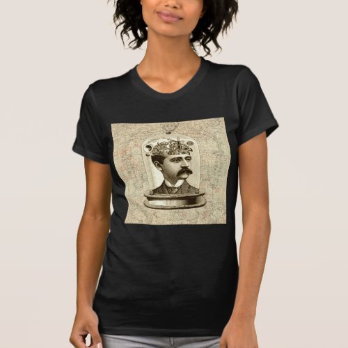 Steampunk clockwork brain head in jar T_Shirt