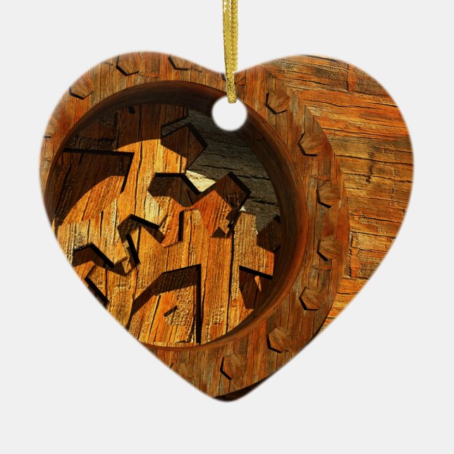 steampunk clockwork ceramic ornament (Front)