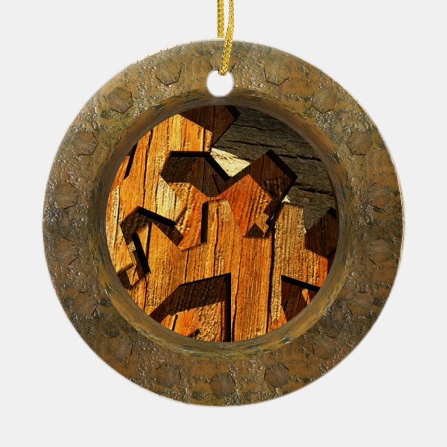 steampunk clockwork ceramic ornament (Front)