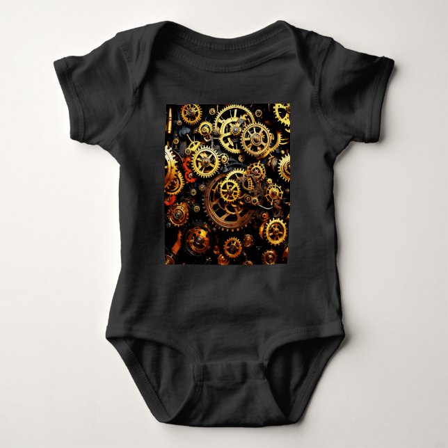 Steampunk Clockwork Gears 1004 Baby Bodysuit (Front)