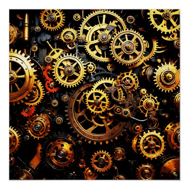 Steampunk Clockwork Gears 1004 Poster (Front)