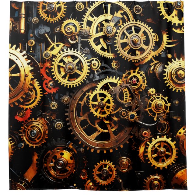 Steampunk Clockwork Gears 1004 Shower Curtain (Front)