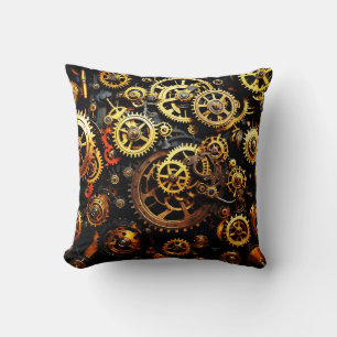 Steampunk Clockwork Gears 1004 Throw Pillow