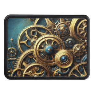 Steampunk Clockwork Gold and Teal Hitch Cover