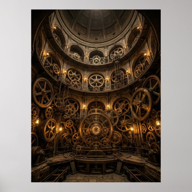 Steampunk Clockwork Machine Hall Poster (Front)