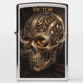 Steampunk Clockwork Skull Brass Gears Gothic Zippo Lighter