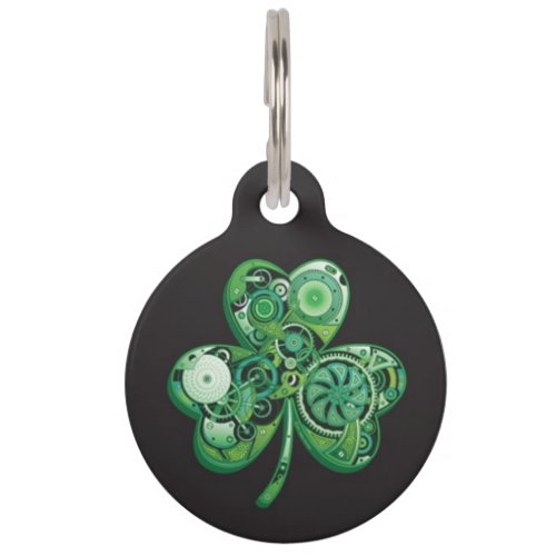 Steampunk Clover Pet ID Tag