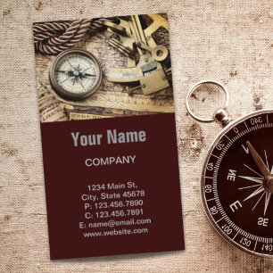 steampunk coastal beach nautical antique compass business card