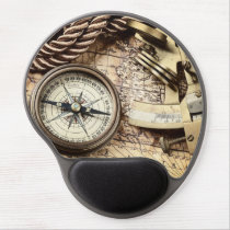 steampunk coastal beach nautical antique compass gel mouse pad