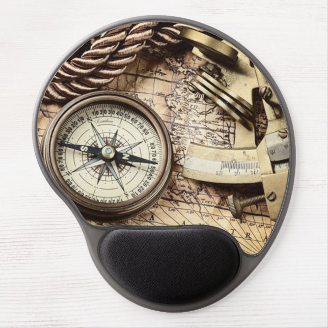 steampunk coastal beach nautical antique compass gel mouse pad (Front)