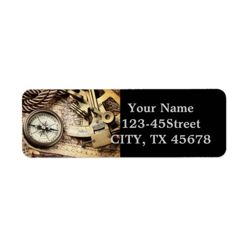 steampunk coastal beach nautical antique compass label