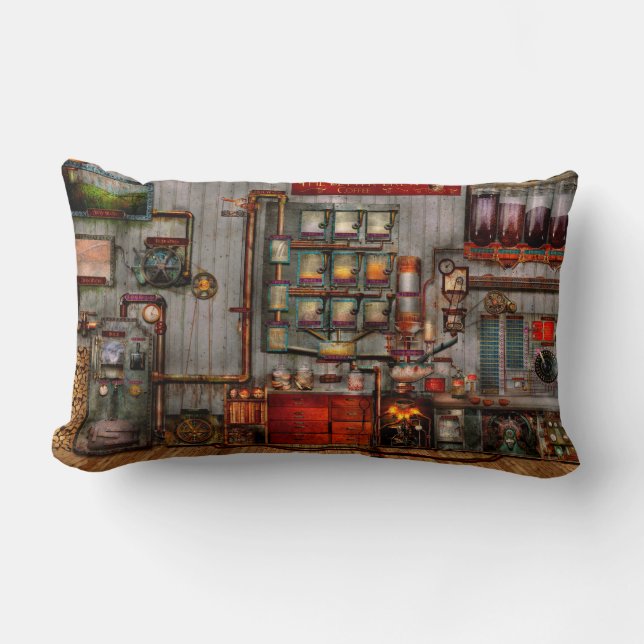 Steampunk - Coffee - The company coffee maker Lumbar Pillow (Front)