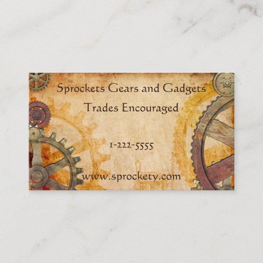 Customizable Steampunk Cogs and Gears Business Cards
