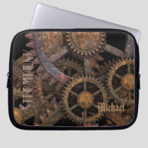 Steampunk Cogs and Wheels Personalised Laptop Sleeve