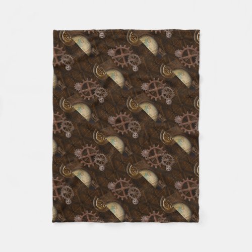 Steampunk Cogs  Gears  Skeleton Key Fleece Blanket