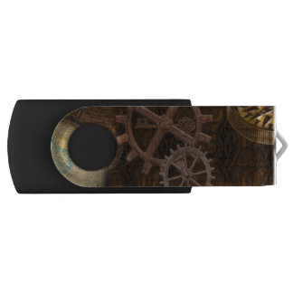 Steampunk Cogs , Gears & World Globe Designer USB Flash Drive