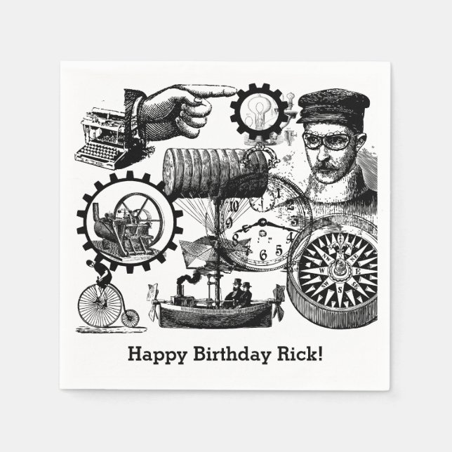 Steampunk Collage #1 By Artinspired Napkins (Front)