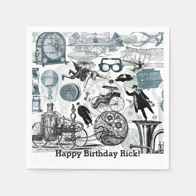 Steampunk Collage #2 By Artinspired Napkins (Front)