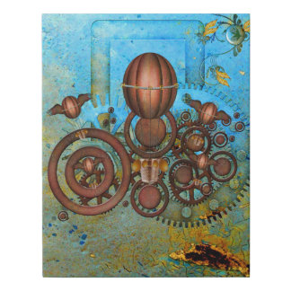 Steampunk Collage Aqua & Copper Faux Canvas Print