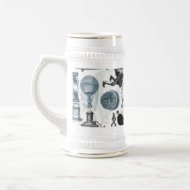 Steampunk Collage Colorized Beer Stein (Left)