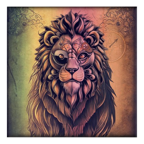 Steampunk Color Gradient Rustic Lion Acrylic Print