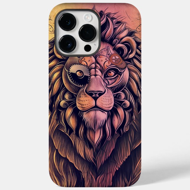 Steampunk Color Gradient Rustic Lion Case-Mate iPhone Case (Back)