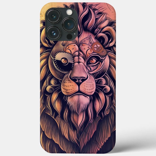 Steampunk Color Gradient Rustic Lion Case-Mate iPhone Case (Back)