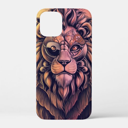 Steampunk Color Gradient Rustic Lion iPhone 12 Mini Case