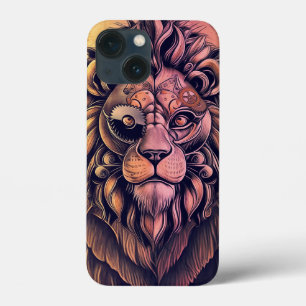 Steampunk Color Gradient Rustic Lion iPhone 13 Mini Case