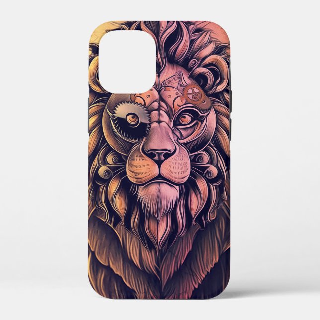 Steampunk Color Gradient Rustic Lion Case-Mate iPhone Case (Back)