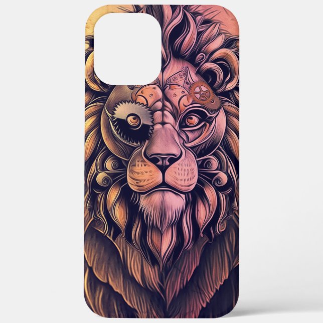 Steampunk Color Gradient Rustic Lion Case-Mate iPhone Case (Back)