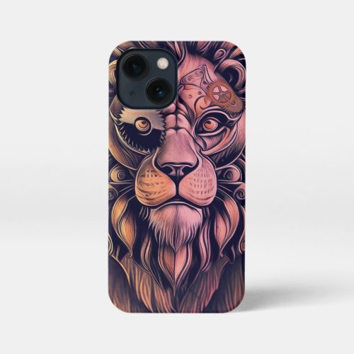 Steampunk Color Gradient Rustic Lion iPhone 13 Mini Case