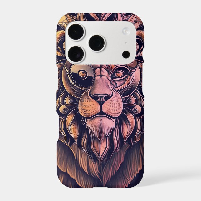 Steampunk Color Gradient Rustic Lion Iphone Case (Back)
