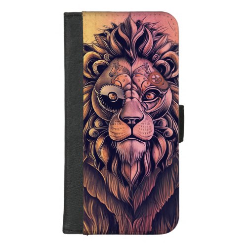 Steampunk Color Gradient Rustic Lion iPhone 87 Plus Wallet Case
